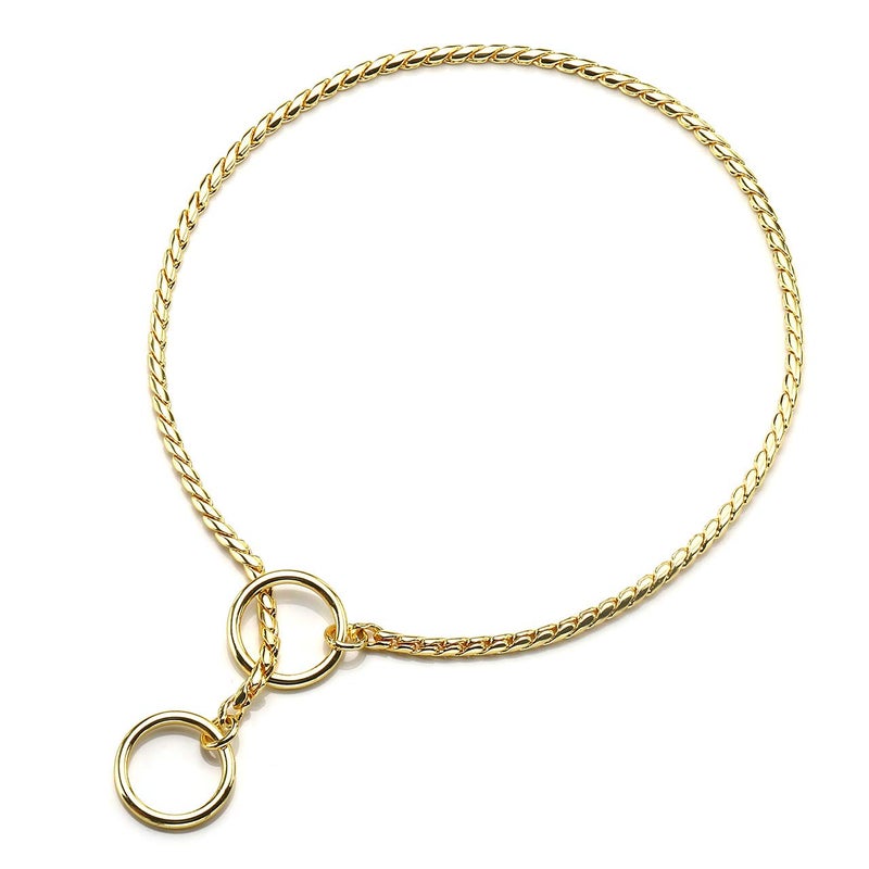 Mogoko Stainless Steel Dog Choke Chain Collar, Puppy Metal Snake Chain Slip Collar Pet Titan Training Walking Choker (Gold;24.0" 5.0mm) - Image 1